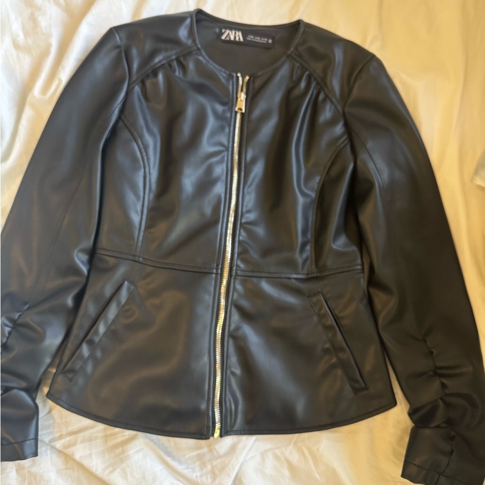 Zara Sleek Black Leather Jacket